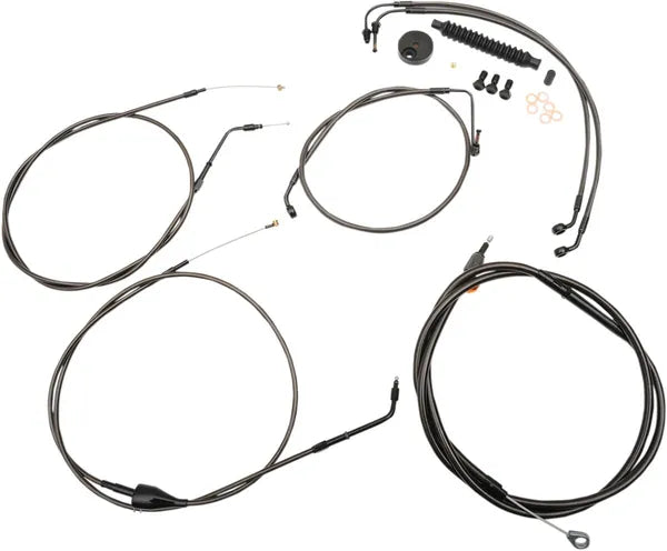 Harley Davidson Flhr [LA CHOPPERS] – Standard Midnight geflochtenes Lenker-/Bremsleitungs-Kit
