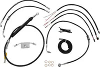 Harley Davidson Fxdrs 114 [LA CHOPPERS] – Komplettes Schwarzes Vinyl-Geflochtenes Lenkerzug-/Bremsleitungs-Kit