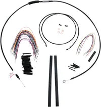Harley Davidson Flhx [BURLY BRAND] – Komplettes schwarzes Vinyl-Lenkerzug/-Leitungsset für Ape Hanger