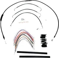 Harley Davidson Flhx [BURLY BRAND] – Komplettes schwarzes Vinyl-Lenkerzug/-Leitungsset für Ape Hanger