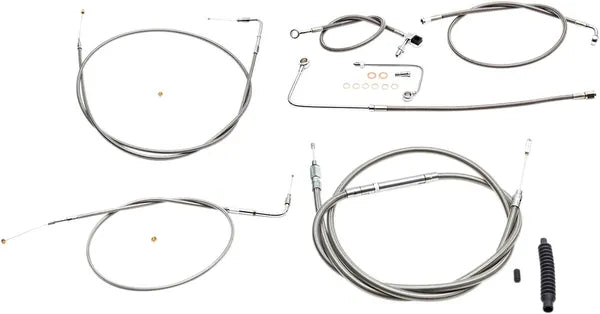 Harley Davidson FLS [LA CHOPPERS] – Standard Edelstahl-ummanteltes Lenkerzug-/Bremsleitungskit