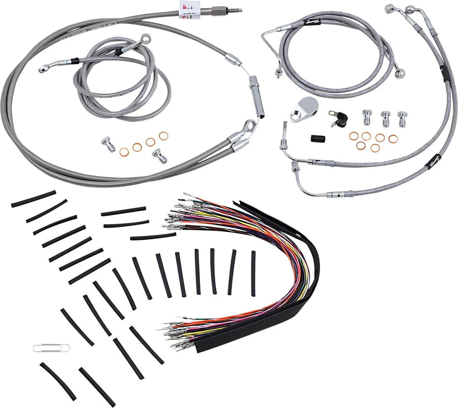 harley davidson flhtc [BURLY BRAND] – Komplettes Edelstahl-Lenkerzug/Bremsleitungs-Kit