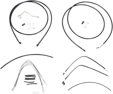 Harley-Davidson Ultra Limited [BURLY BRAND] - Kit complet de câbles/lignes de guidon en vinyle noir pour cintres Ape