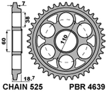 Ducati Monster 1200 [PBR] - Pignon aluminium renforcé - 525