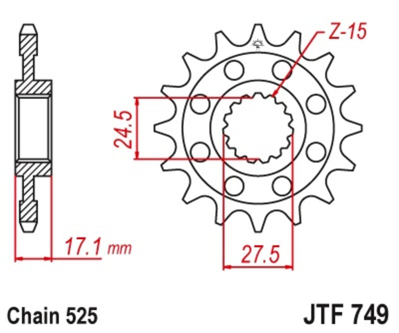 Ducati Diavel V4 DIAV4 [JT SPROCKETS] - Standard Stahlritzel
