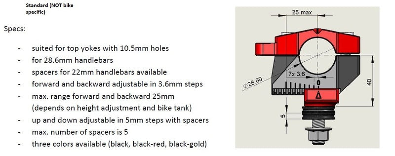 Yamaha Xjr 1200 [GILLES] - 2DGT Adjustable Handlebar Mounts Black Yamaha XJR1300