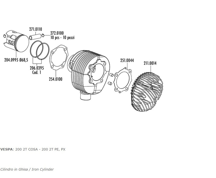 Vespa Cosa 200 [1988-1997] - Zylinder Kit - Ø68,5mm