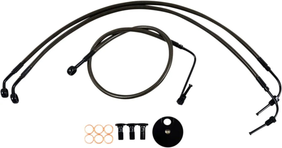 harley davidson flfb [LA CHOPPERS] – Midnight Geflochtenes Bremsleitungs-Kit