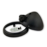 Headlight housing 5-3/4" "Bullet" - 5-3/4", M10 bottom, bullet, housing + ring + screws + brackets, matt black