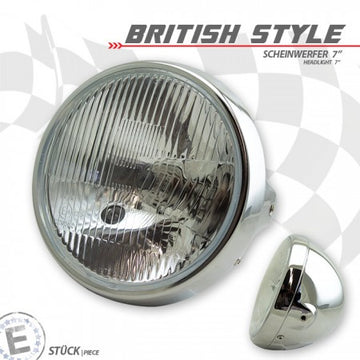 Triumph Bonneville T100 – H4-Scheinwerfer British Style 7 Zoll Chrom für Universal-Umbau