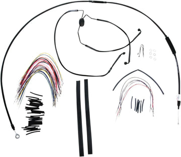 harley davidson flhtcu [BURLY BRAND] - Complete Black Vinyl Handlebar Cable/Line Kit for Ape Hanger
