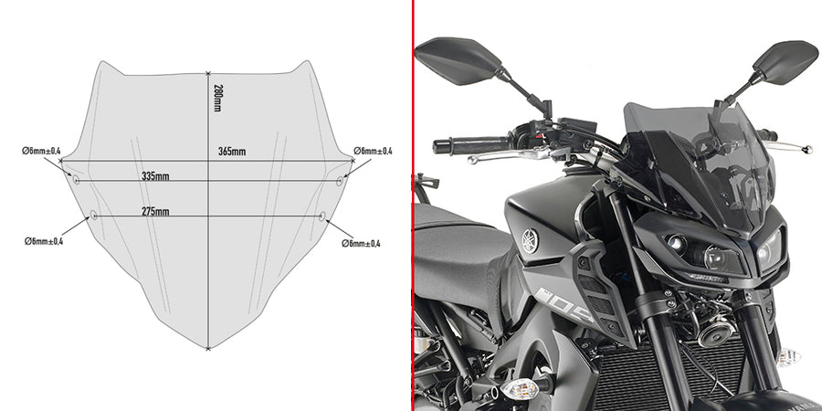 YAMAHA MT 09 MT 09 SP MT 09 TRACER [2017-2020] - Spezifisches Windschild