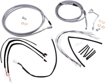Harley Davidson Fltruse [BURLY BRAND] - Kit complet de câbles de guidon/conduites de frein en acier inoxydable