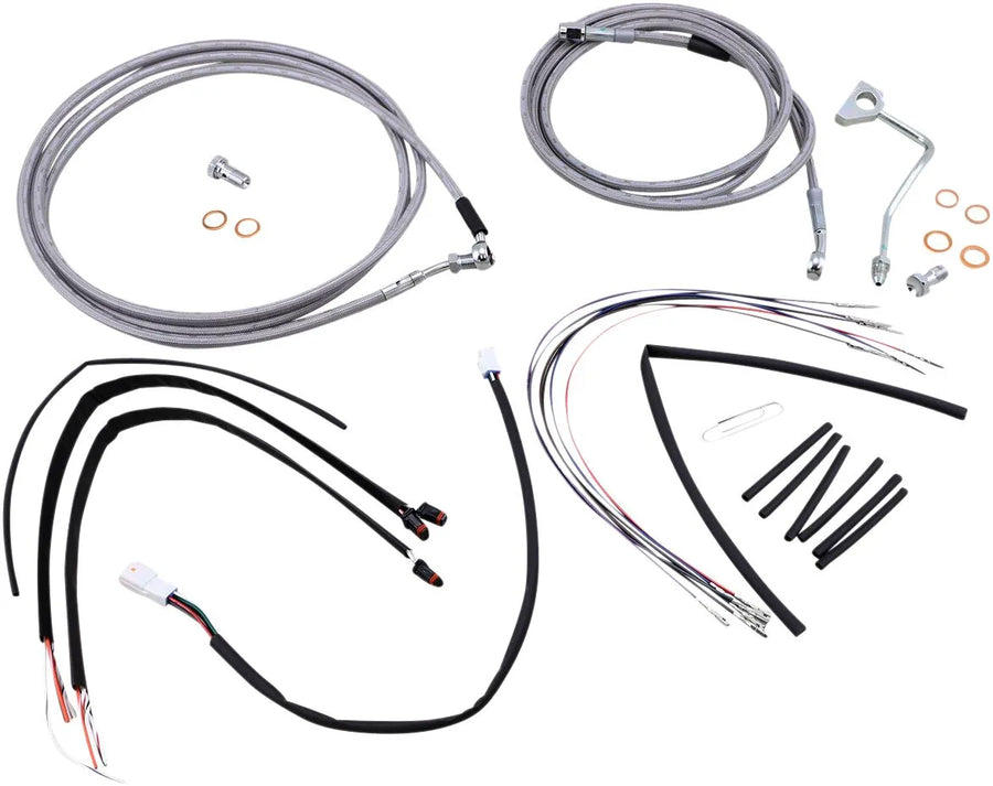 Harley Davidson Fltruse [BURLY BRAND] - Kit complet de câbles de guidon/conduites de frein en acier inoxydable