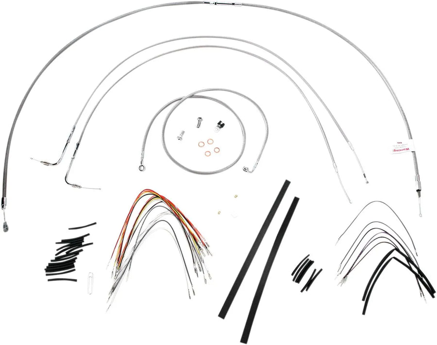 harley davidson flstf [BURLY BRAND] - Complete stainless steel handlebar cable/brake line kit