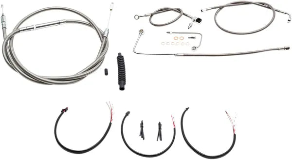 Harley Davidson FLS [LA CHOPPERS] – Komplettes Edelstahl-geflochtenes Lenkerzug-/Bremsleitungs-Kit