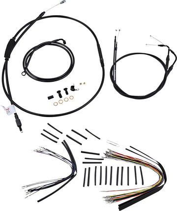 Harley Davidson Flst [BURLY BRAND] - Kit complet de câbles/lignes de guidon en vinyle noir pour Ape Hanger - 0