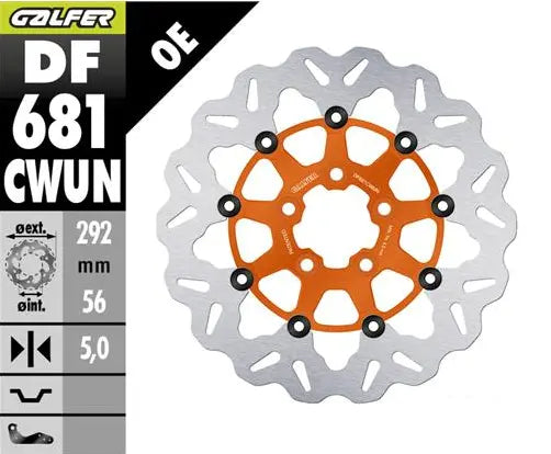 Harley-Davidson XL 883 C Sportster Custom [2010] - Disque de frein flottant Wave - Surface : Orange, Argent, Acier inoxydable - Image 1