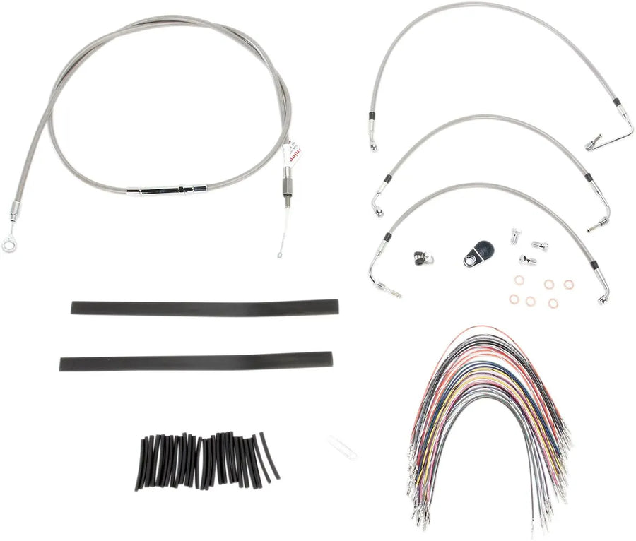 harley davidson flhtcu [BURLY BRAND] - Complete stainless steel handlebar cable/brake line kit