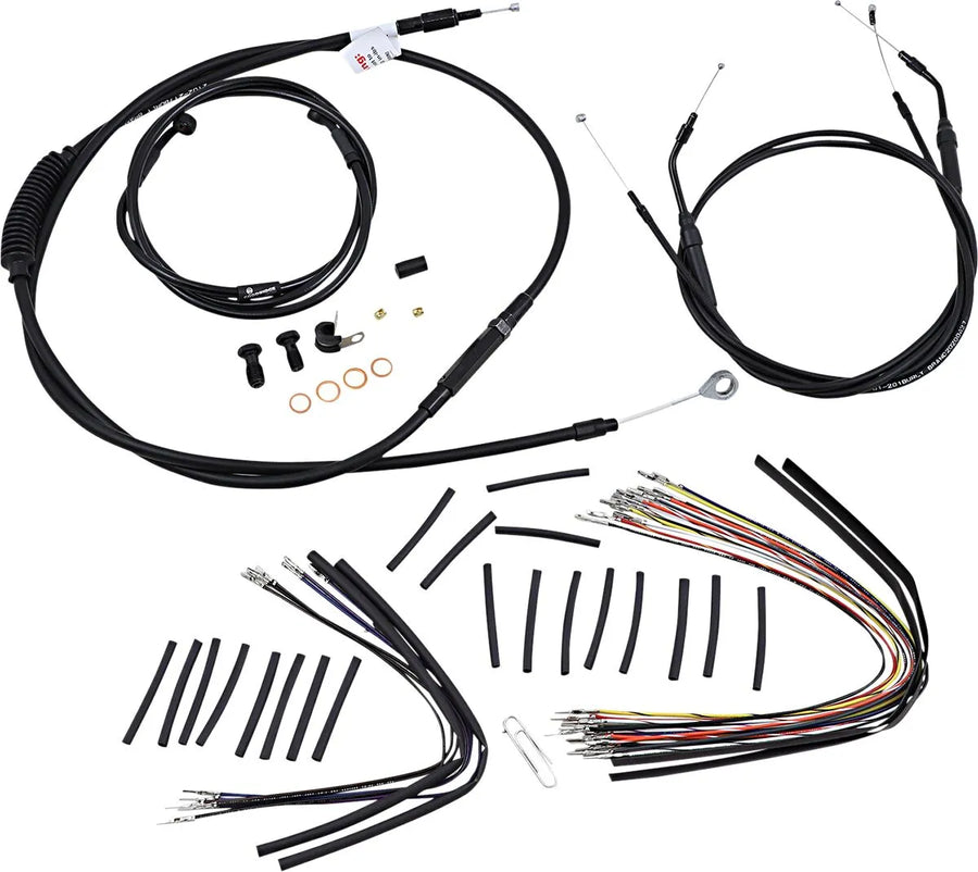 harley davidson fxdwg [BURLY BRAND] – Komplettes schwarzes Vinyl-Lenkerzug-/Leitungskit für Ape Hangers