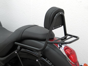 Kawasaki VN 900 Custom [2007-2017] - barre de sissy en tuyau avec oreillers et porte-bagages, noir