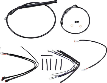 harley-davidson street bob [BURLY BRAND] – Komplettes schwarzes Vinyl-Lenkerzug-/Leitungskit für Ape Hangers