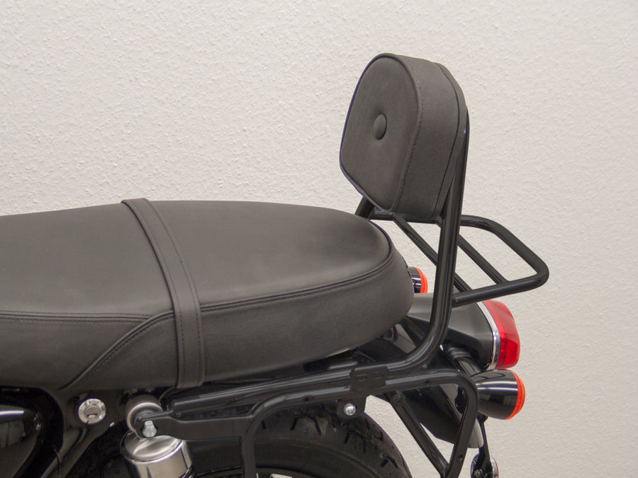 Triumph Bonneville T 100 [2017] - Sissy Bar aus Rohr mit Kissen und Gepäckträger, schwarz