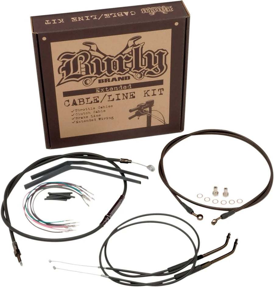 Harley Davidson Flstc [BURLY BRAND] - Kit complet de câbles/lignes de guidon en vinyle noir pour Ape Hanger