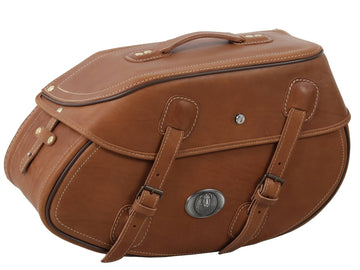 Sacoche moto [Hepco & Becker] - Cuir Buffalo brun sable gauche - support de sacoche tube