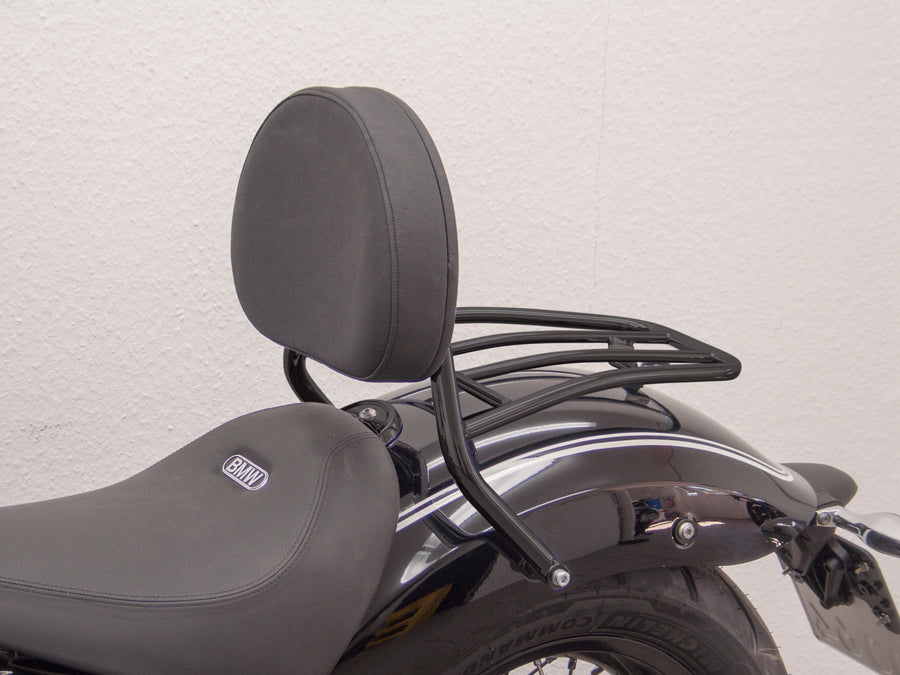 BMW R 18 (OL11) 2021- [2021] - Fahrer Sissy Bar mit großem gerundetem Kissen und Gepäckträger, schwarz