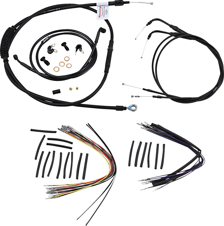 Harley Davidson FXST [BURLY BRAND] - Kit complet de câbles/lignes de guidon en vinyle noir pour cintres Ape