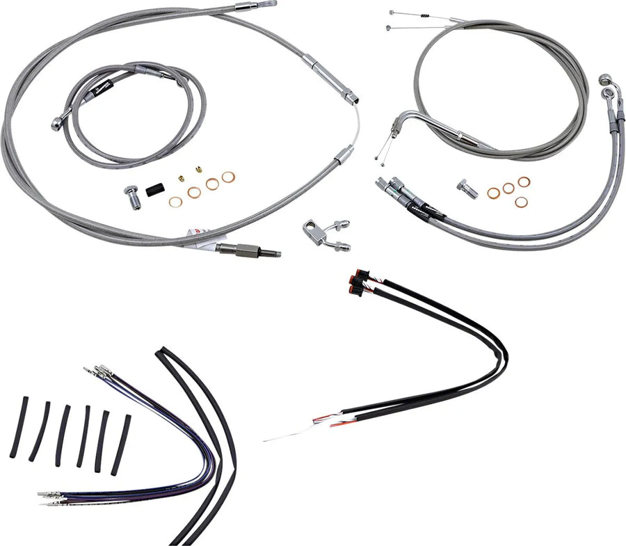 harley davidson fxsb [BURLY BRAND] - Complete stainless steel braided handlebar cable/brake line kit
