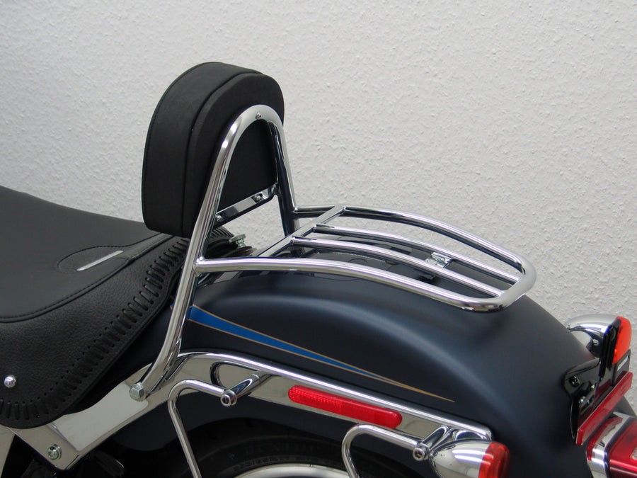 Harley Davidson Softail (Twin Cam 96B) Fat Boy (FLSTF/FLSTFI) 2012-2017 [2012-2017] - Fahrer Sissy Bar mit Kissen und Gepäckträger