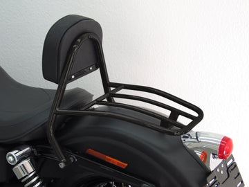 Harley Davidson Dyna Street Bob (FXDB) 2009-2013 [2009-2013] - Driver Sissy Bar avec oreillers et porte-bagages, noir