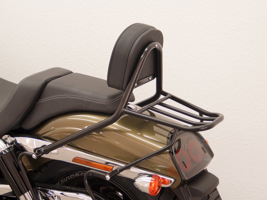 Harley Davidson Dyna Fat Bob [2008-2013] - Bar sissy passager avec oreiller et porte-bagages, noir