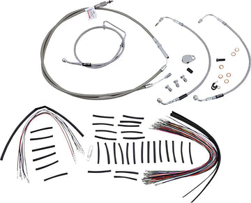 harley davidson flhtcu [BURLY BRAND] - Complete stainless steel handlebar cable/brake line kit