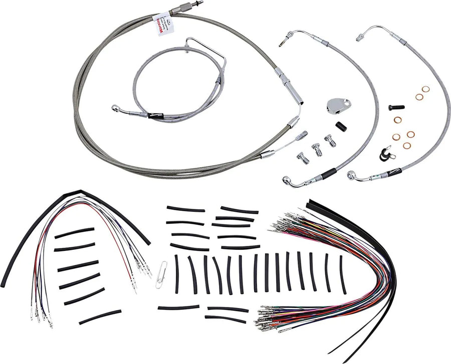 harley davidson flhtcu [BURLY BRAND] – Komplettes Edelstahl-Lenkerzug/Bremsleitungs-Kit