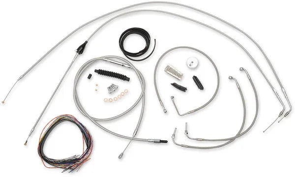 Harley Davidson Flhri [LA CHOPPERS] – Komplettes Edelstahl-geflochtenes Lenkerzug-/Bremsleitungs-Kit