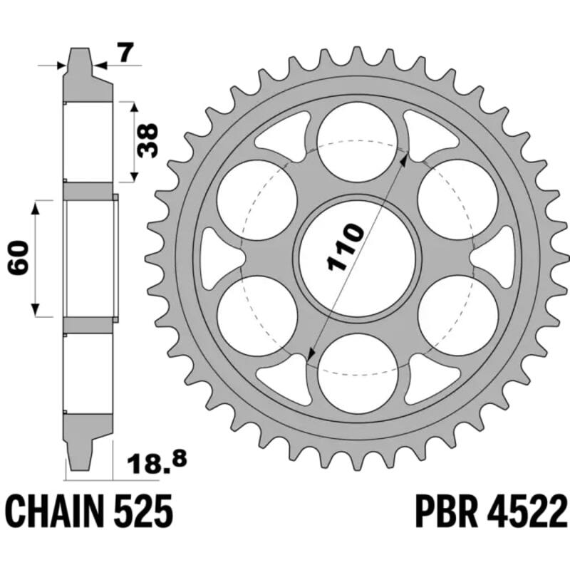 Ducati Diavel 1200 [PBR] - Sprocket aluminum reinforced - 525