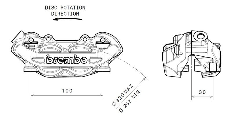 Ducati Monster 1200 [BREMBO] - P4 vorne links Bremssattel Titanium Ø32mm