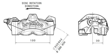 Ducati Monster 1200 [BREMBO] - Etrier de frein avant gauche M50 titane Ø30mm - 0