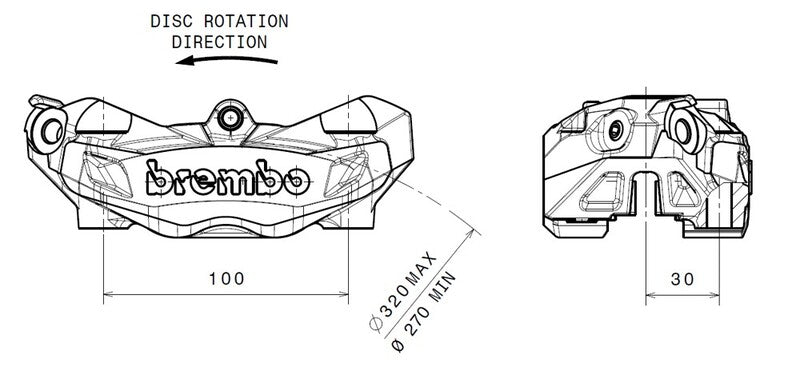 Ducati Hypermotard 939 [BREMBO] - M4 front left brake caliper black Ø32mm