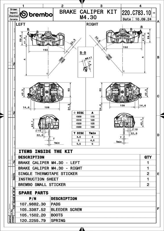 Kawasaki Zzr 1400 [BREMBO RACING] - GP4-RS Pair of front radial brake calipers 4 pistons Ø3mm