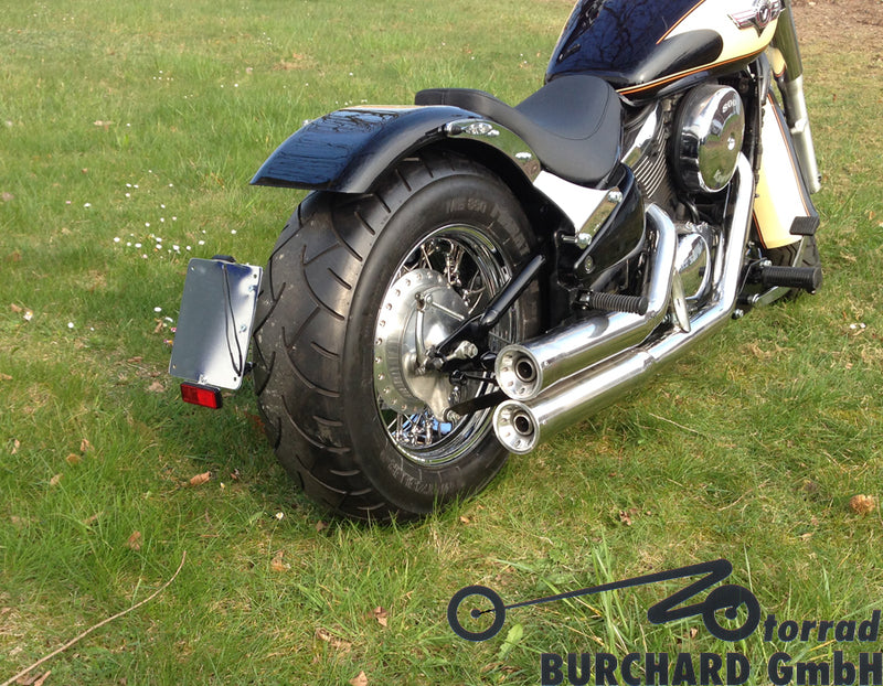 Kawasaki Vn 800 [BURCHARD EXCELLENCE] - Support de plaque d'immatriculation latéral avec certificat de pièces, Kawasaki VN 800 Vulcan /Classic, chromé