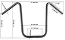 Yamaha Xvs 950 [HIGHWAY HAWK] - Guidon Bad Hawk 1 pouce à 3 trous, 845 mm de large 370 mm de haut, chromé