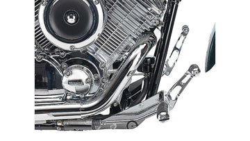 Yamaha Xvs 1100 Drag Star [BURCHARD EXCELLENCE] - forward footrest system with ABE, +19 cm, Yamaha XVS 1100 Drag Star /Classic, Sundance milled, chrome
