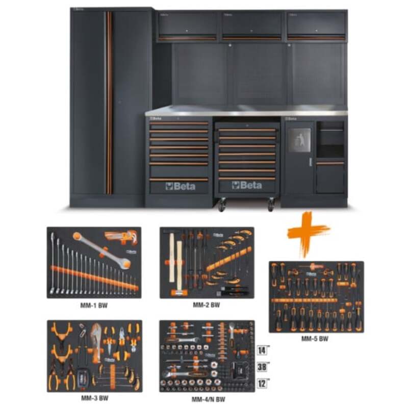 BETA TOOLS C45PRO 2.0 X Werkstatteinrichtung mit 268 Universalwerkzeugen der Beta Worker Serie