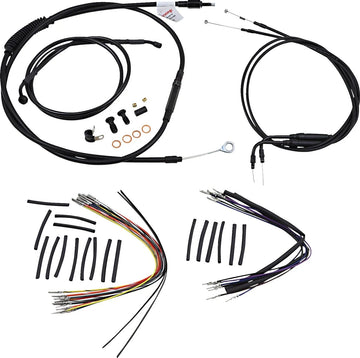 Harley Davidson Flst [BURLY BRAND] - Kit complet de câbles/lignes de guidon en vinyle noir pour Ape Hanger