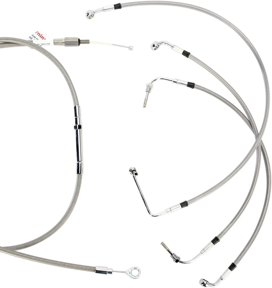harley davidson flhtcu [BURLY BRAND] - Complete stainless steel handlebar cable/brake line kit
