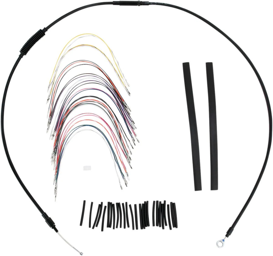 harley davidson flhtc [BURLY BRAND] – Komplettes Schwarzes Vinyl-Lenkerzug-/Leitungskit für Ape Hanger